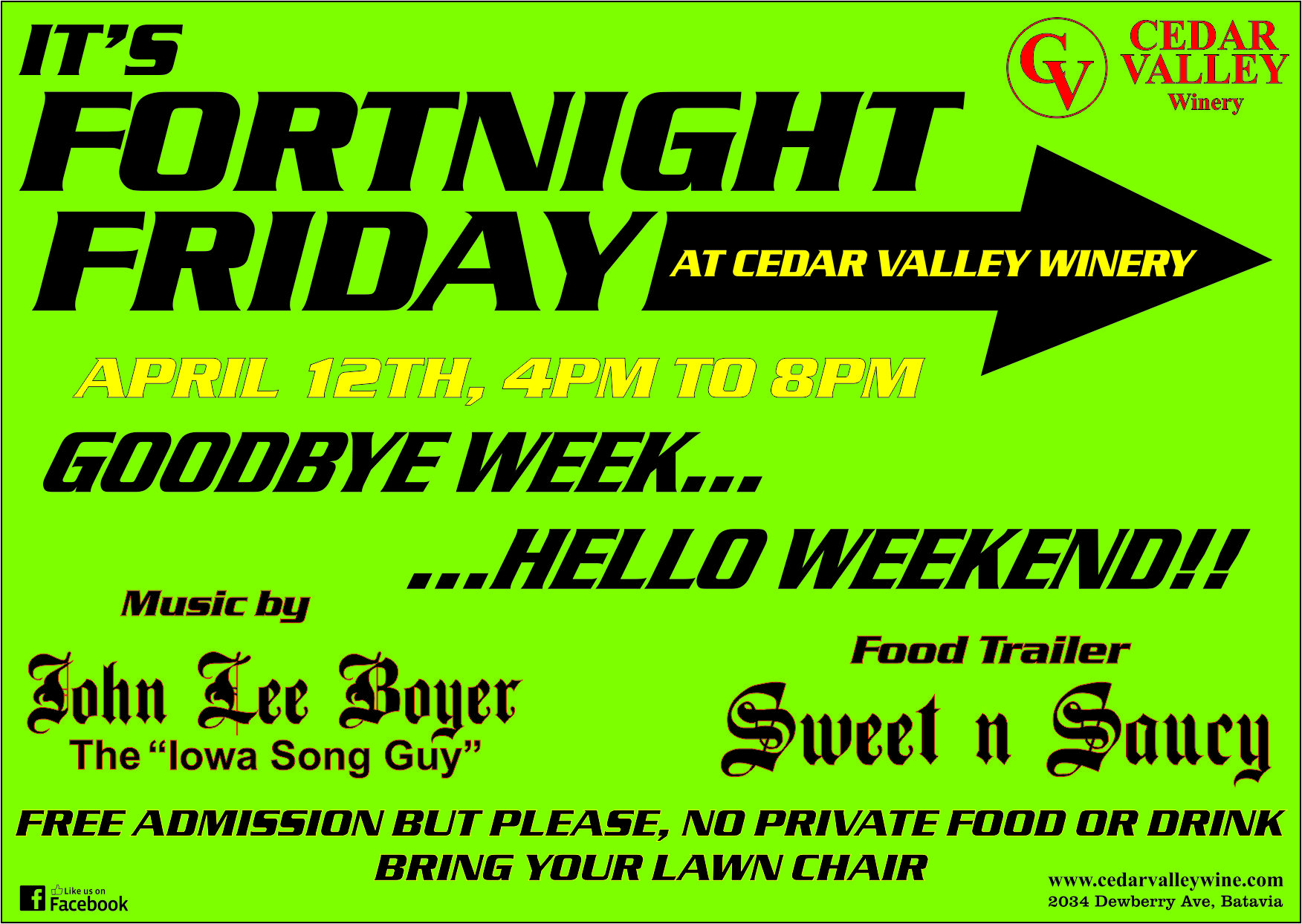 <h1 class="tribe-events-single-event-title">Cedar Valley Winery Fortnight Friday</h1>
